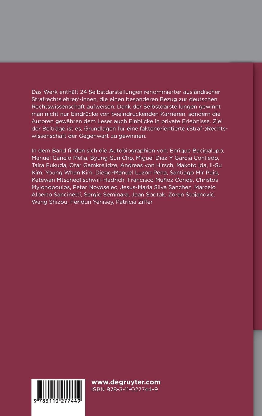 Rückseitencover Die ausländische Strafrechtswissenschaft in Selbstdarstellungen