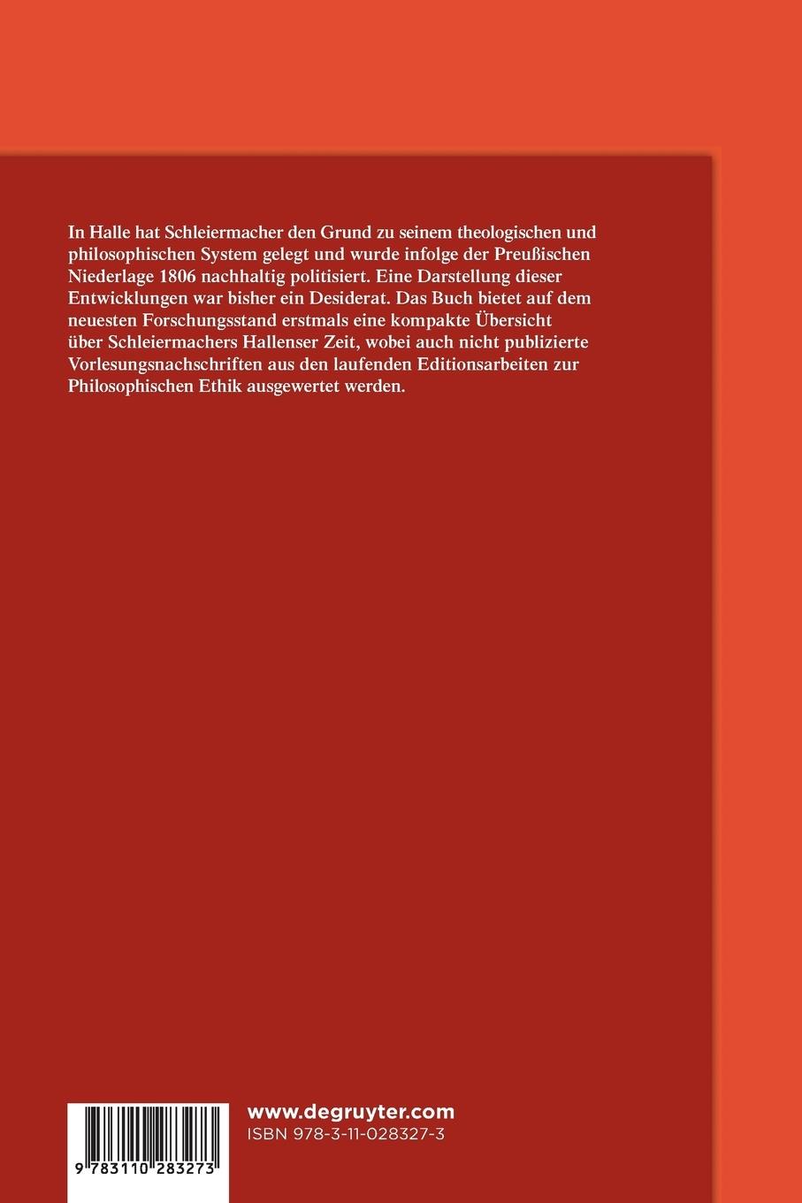 Rückseitencover Friedrich Schleiermacher in Halle 1804-1807