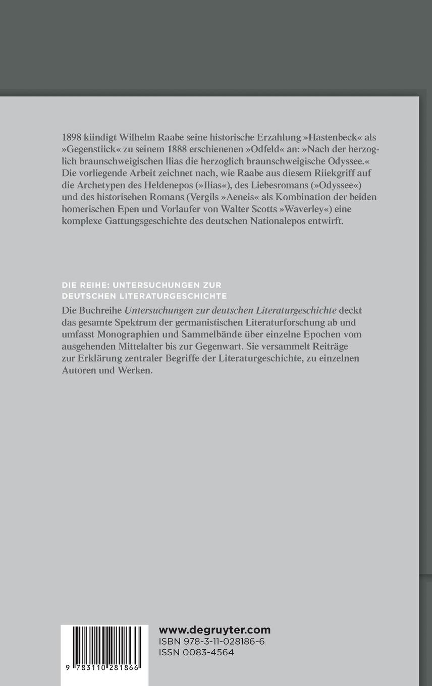 Rückseitencover Wilhelm Raabe zwischen Heldenepos und Liebesroman