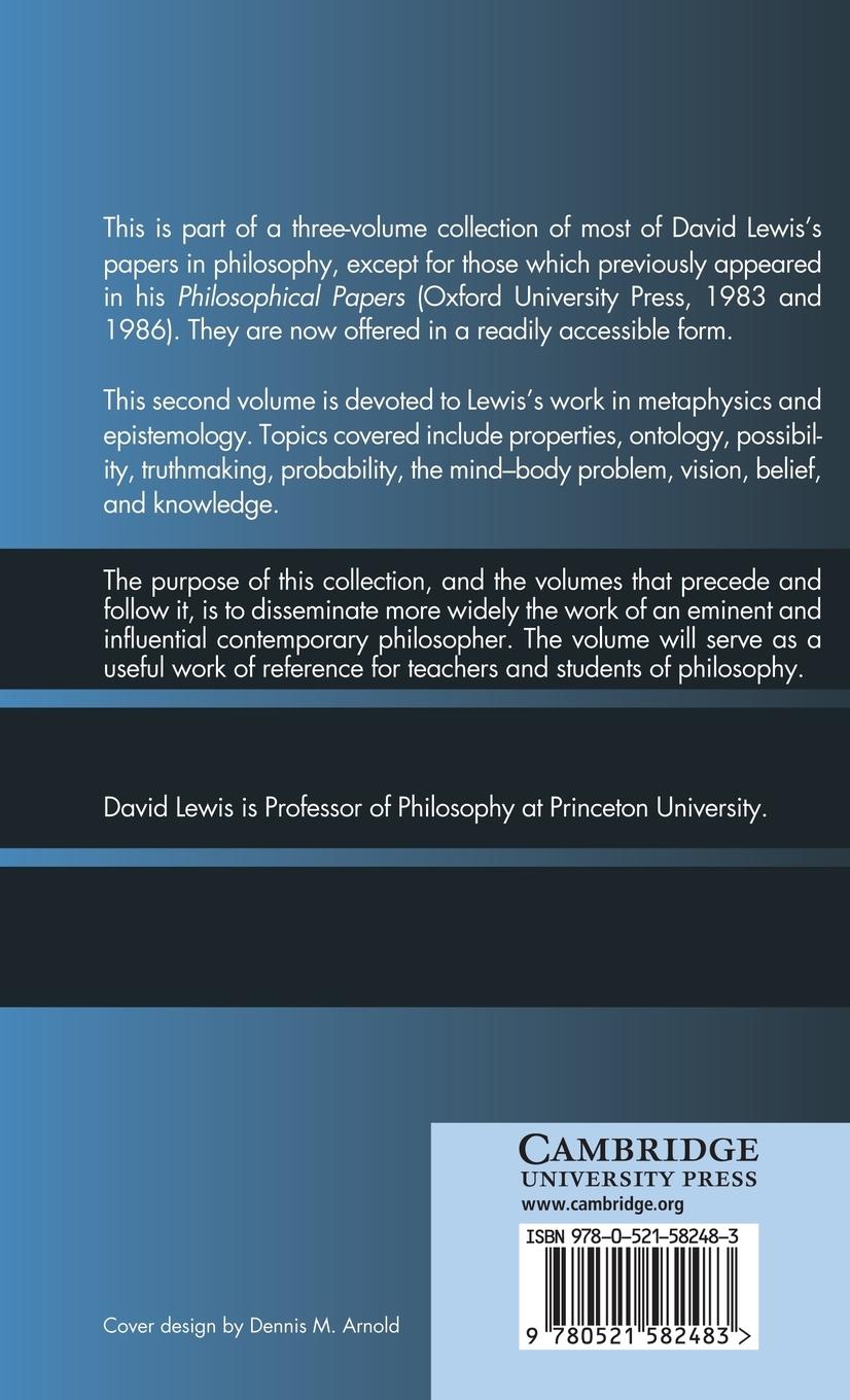 Rückseitencover Papers in Metaphysics and Epistemology