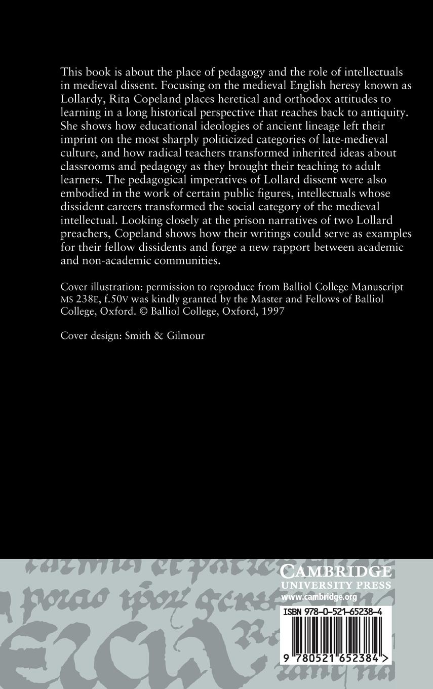 Rückseitencover Pedagogy, Intellectuals, and Dissent in the Later Middle             Ages