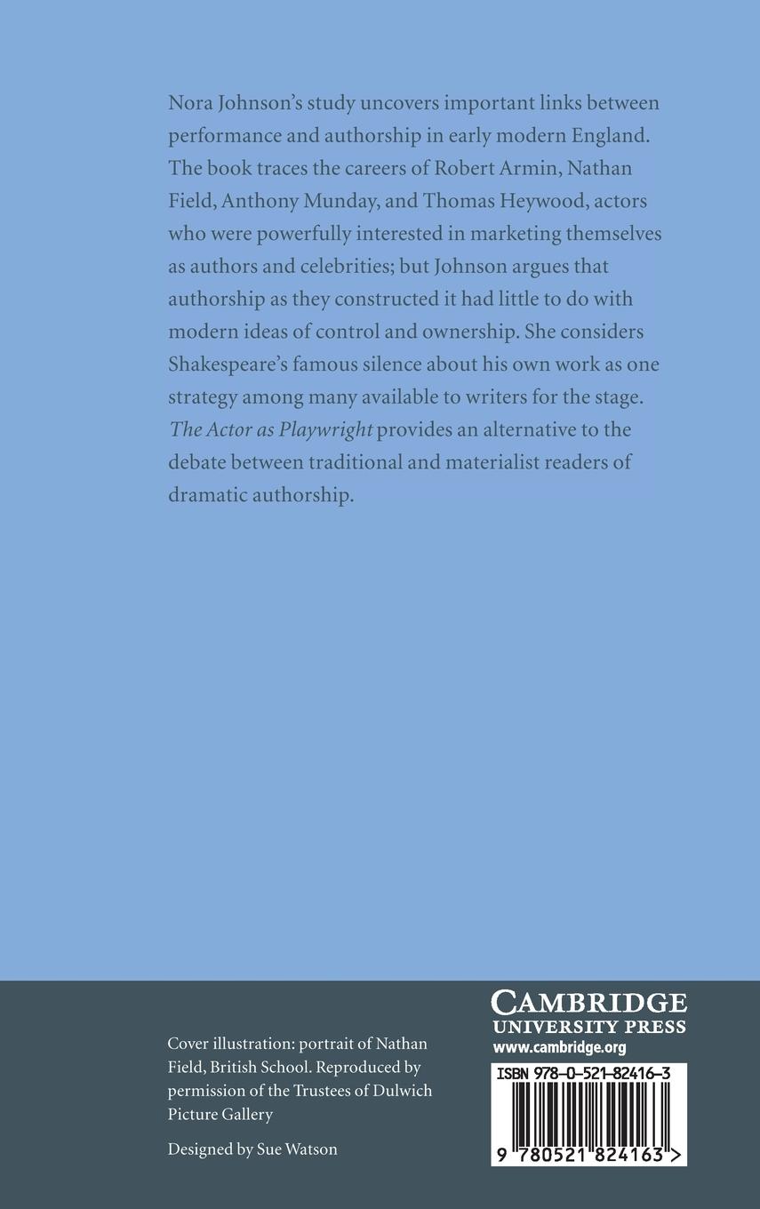 Rückseitencover The Actor as Playwright in Early Modern Drama