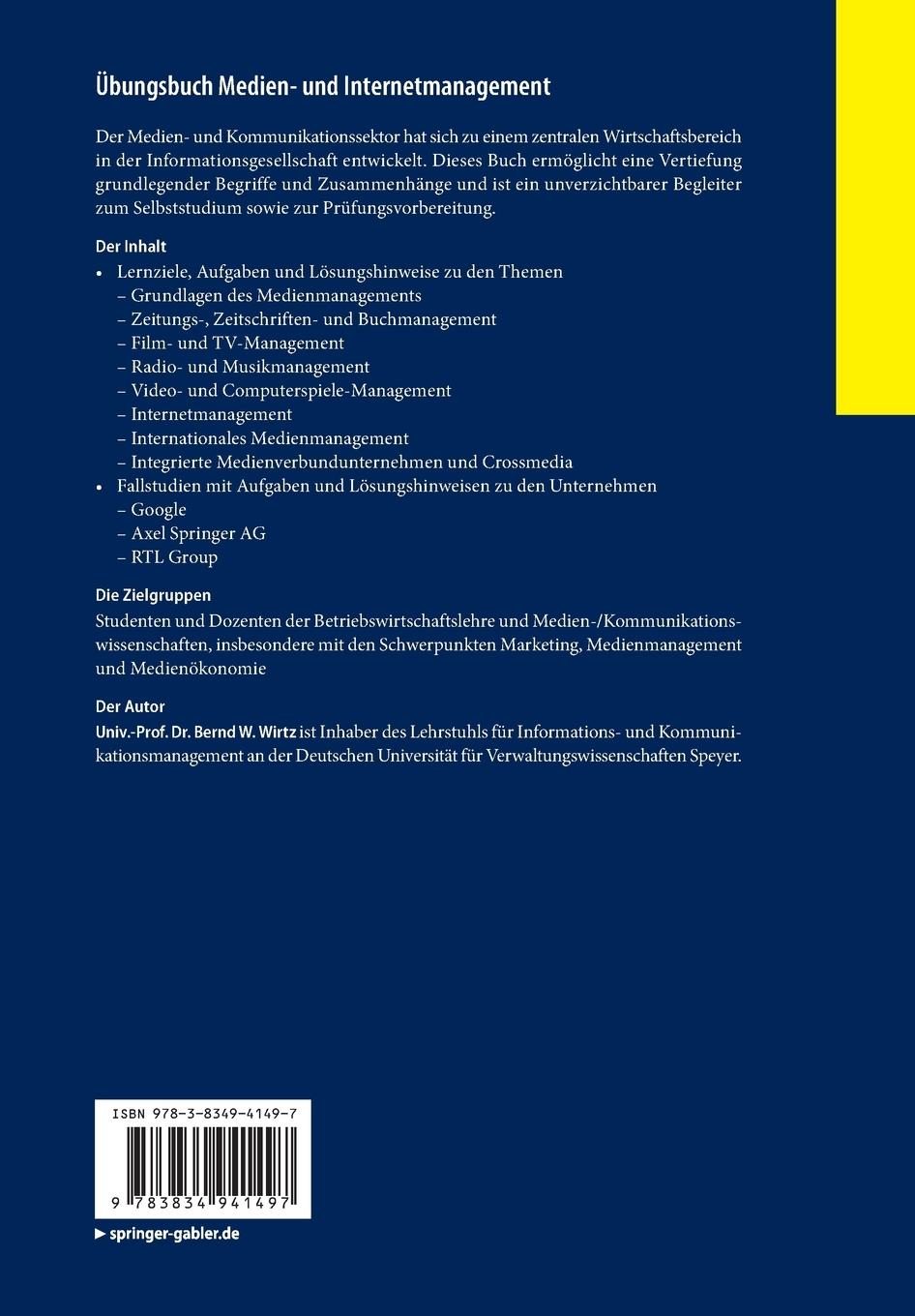Rückseitencover Übungsbuch Medien- und Internetmanagement