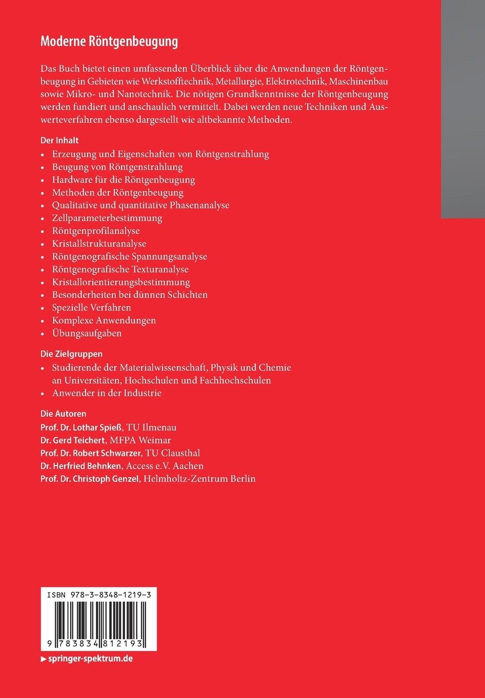 Rückseitencover Moderne Röntgenbeugung