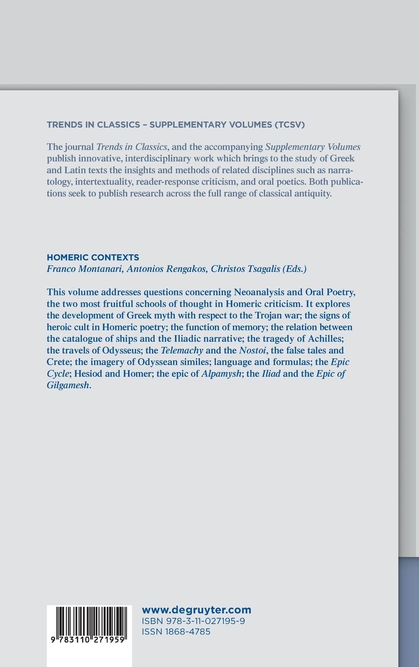 Rückseitencover Homeric Contexts