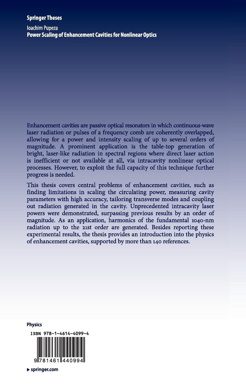 Rückseitencover Power Scaling of Enhancement Cavities for Nonlinear Optics