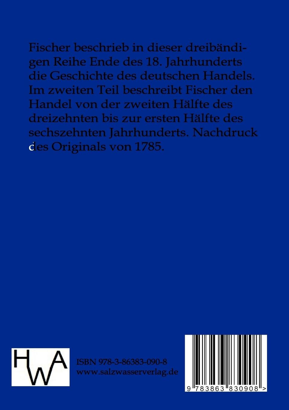 Rückseitencover Geschichte des teutschen Handels