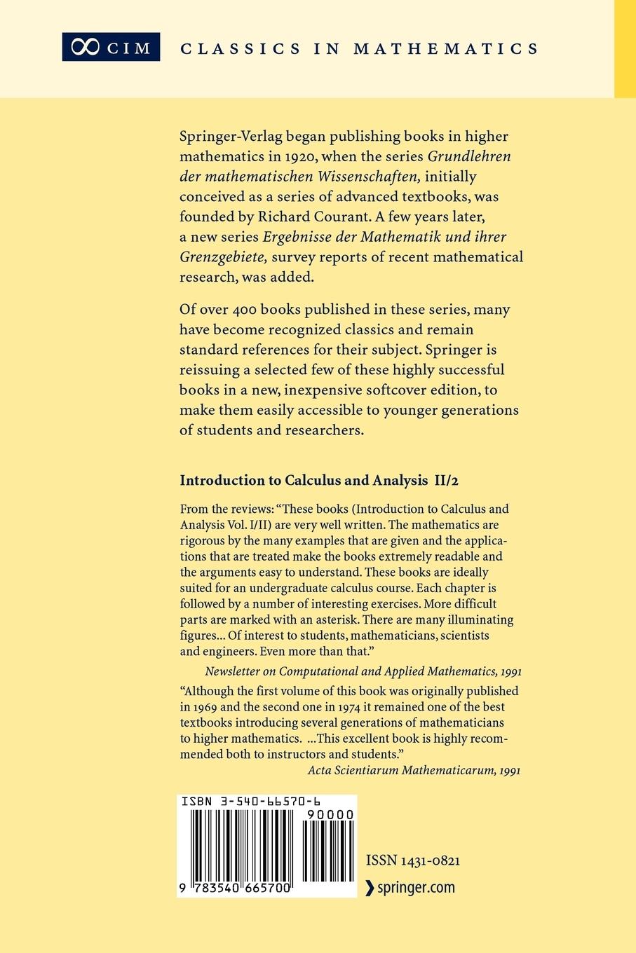 Rückseitencover Introduction to Calculus and Analysis II/2