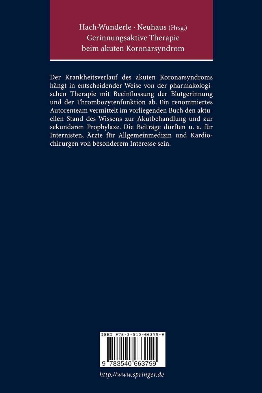 Rückseitencover Gerinnungsaktive Therapie beim akuten Koronarsyndrom