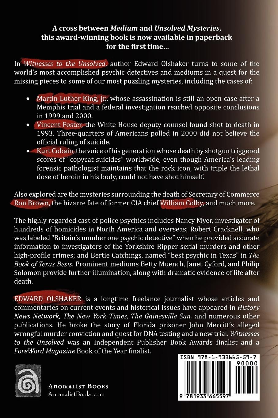 Rückseitencover WITNESSES TO THE UNSOLVED