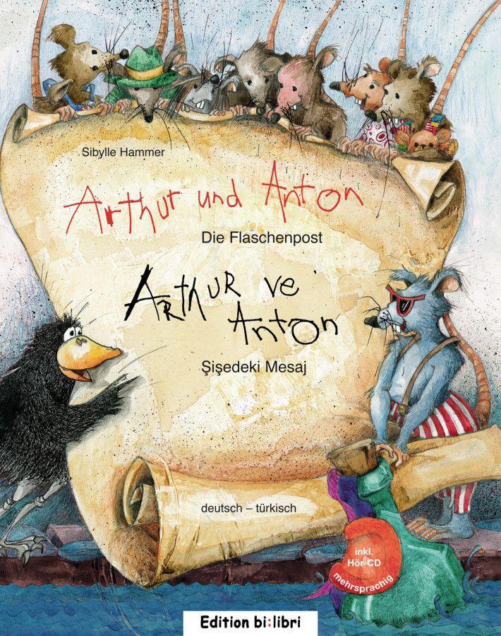 Vorderes Coverbild Arthur und Anton: Die Flaschenpost. Deutsch-Türkisch