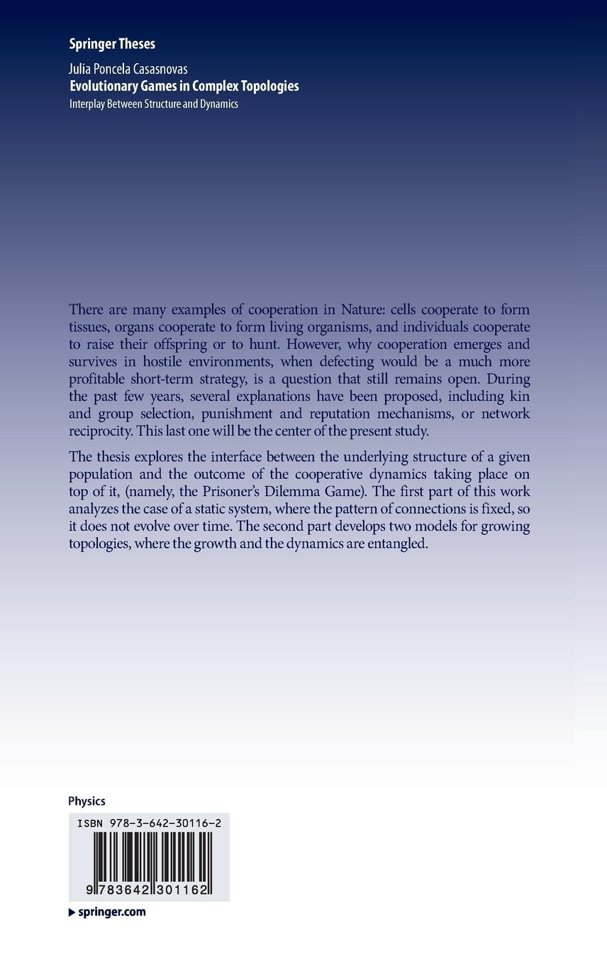 Rückseitencover Evolutionary Games in Complex Topologies