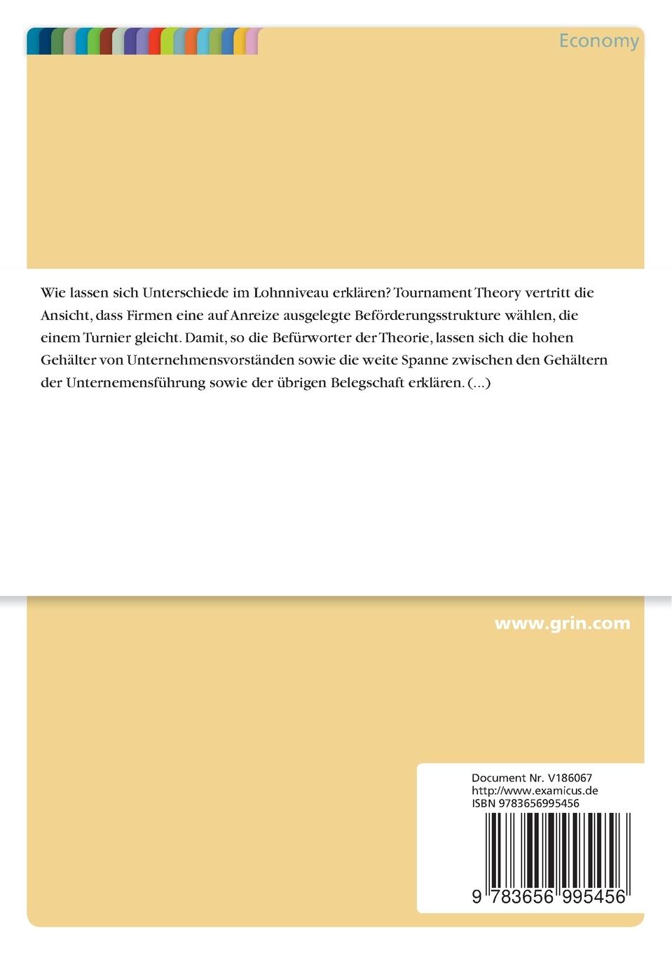 Rückseitencover Tournament Theory - Basic Model, Theoretical Implications, and Empirical Evidence