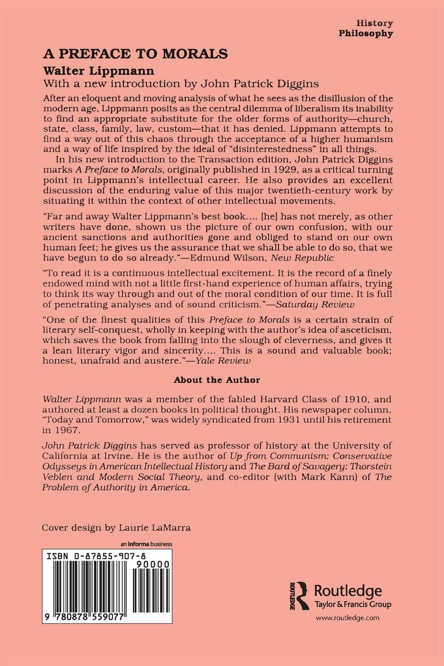 Rückseitencover A Preface to Morals