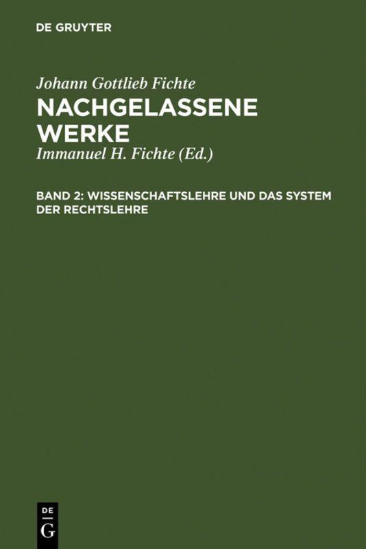 Vorderes Coverbild Wissenschaftslehre und das System der Rechtslehre