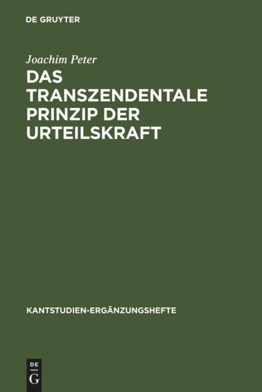 Vorderes Coverbild Das transzendentale Prinzip der Urteilskraft