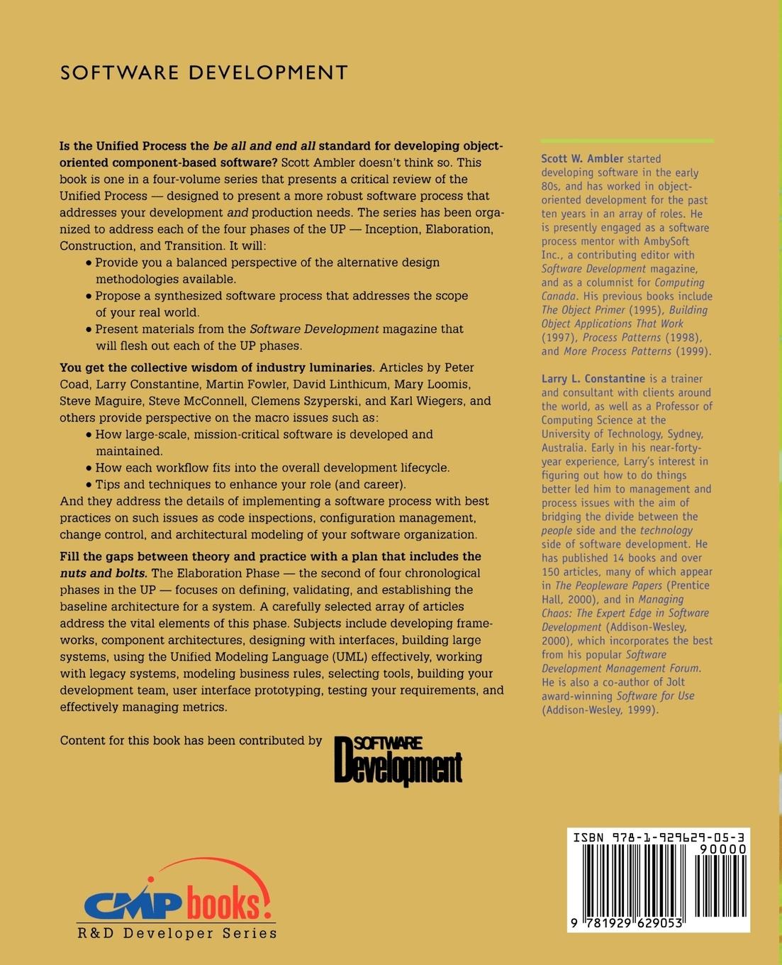 Rückseitencover The Unified Process Elaboration Phase