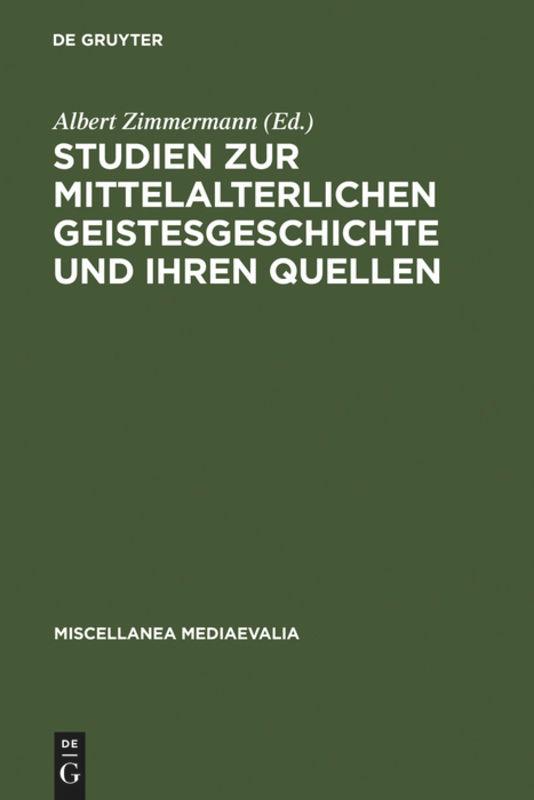 Vorderes Coverbild Studien zur mittelalterlichen Geistesgeschichte und ihren Quellen