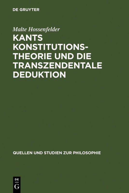Vorderes Coverbild Kants Konstitutionstheorie und die Transzendentale Deduktion