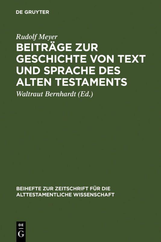 Vorderes Coverbild Beiträge zur Geschichte von Text und Sprache des Alten Testaments