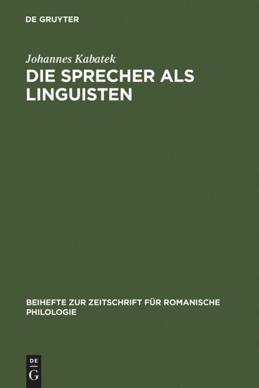 Vorderes Coverbild Die Sprecher als Linguisten