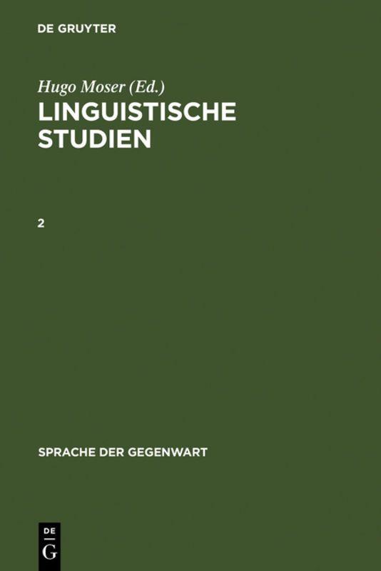 Vorderes Coverbild Linguistische Studien. 2
