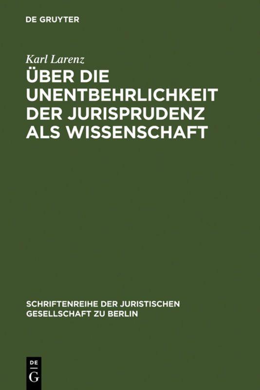 Vorderes Coverbild Über die Unentbehrlichkeit der Jurisprudenz als Wissenschaft