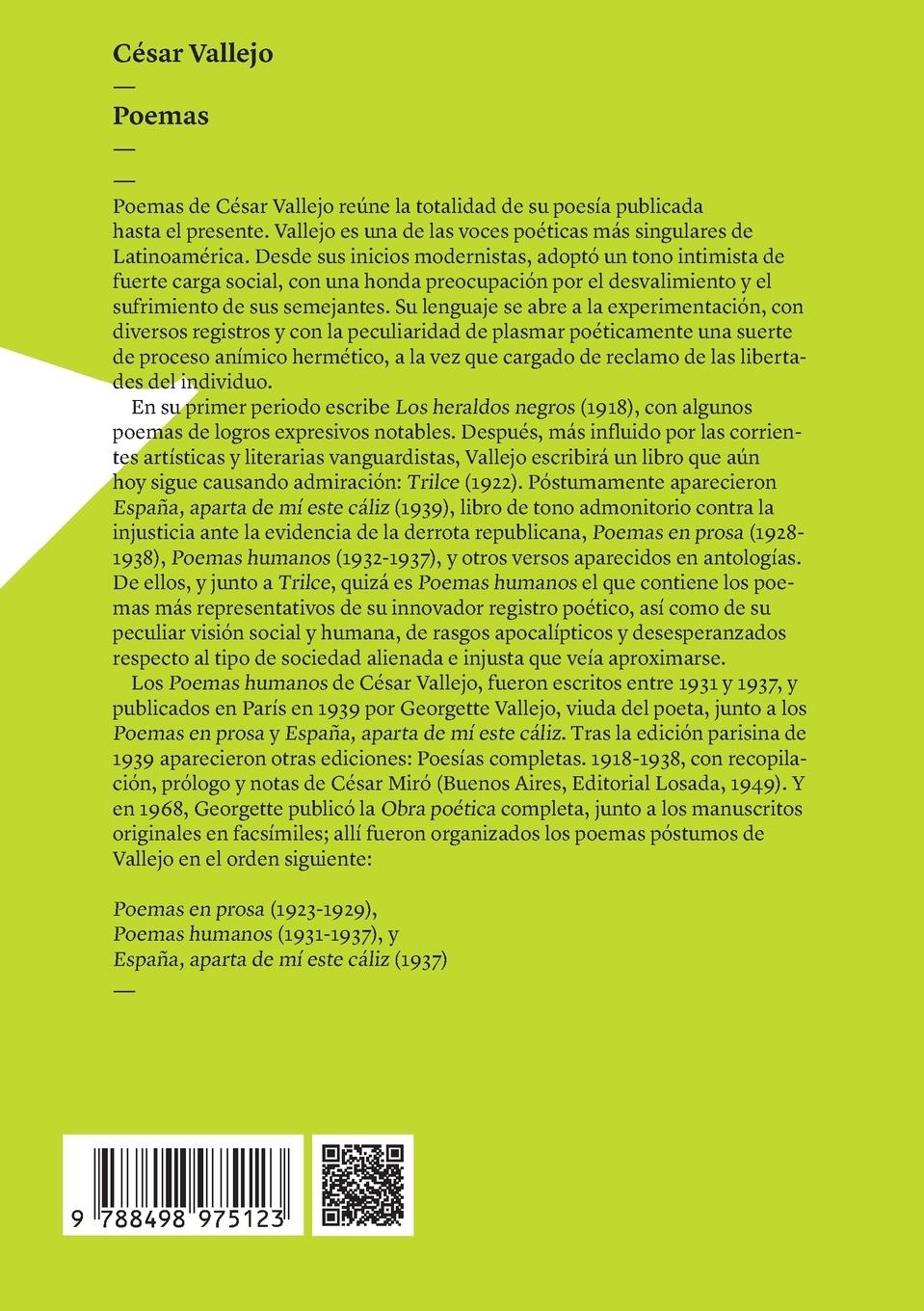 Rückseitencover Poemas