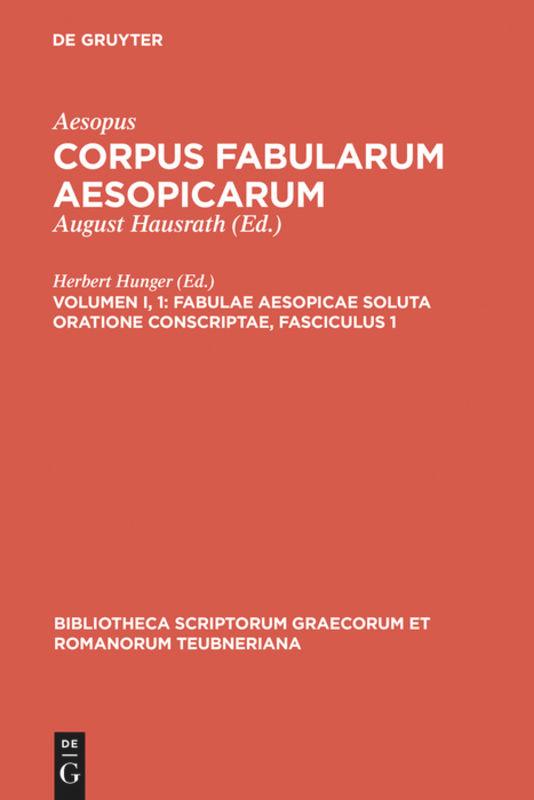 Vorderes Coverbild Fabulae Aesopicae soluta oratione conscriptae