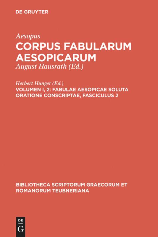 Vorderes Coverbild Fabulae Aesopicae soluta oratione conscriptae