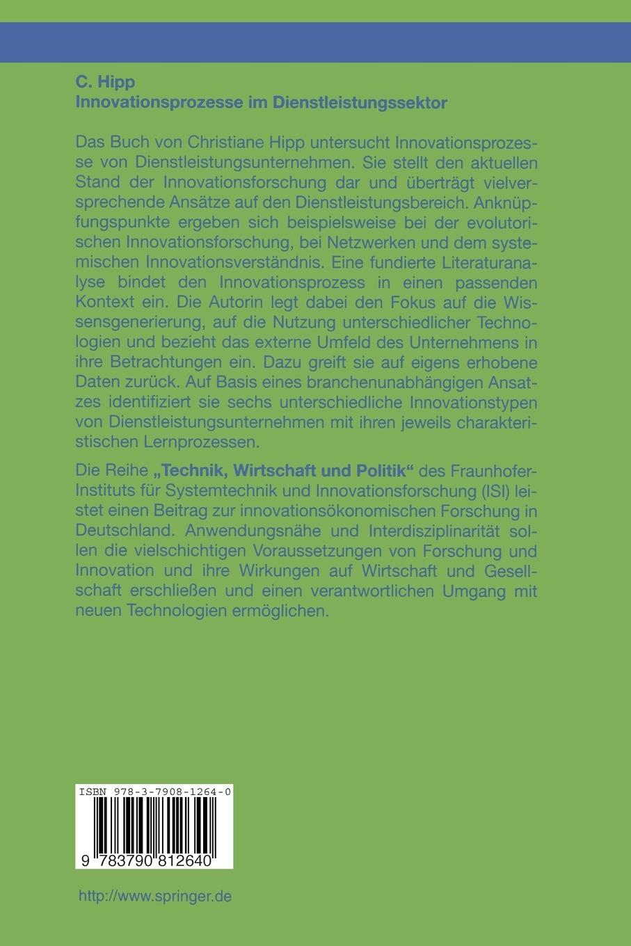 Rückseitencover Innovationsprozesse im Dienstleistungssektor