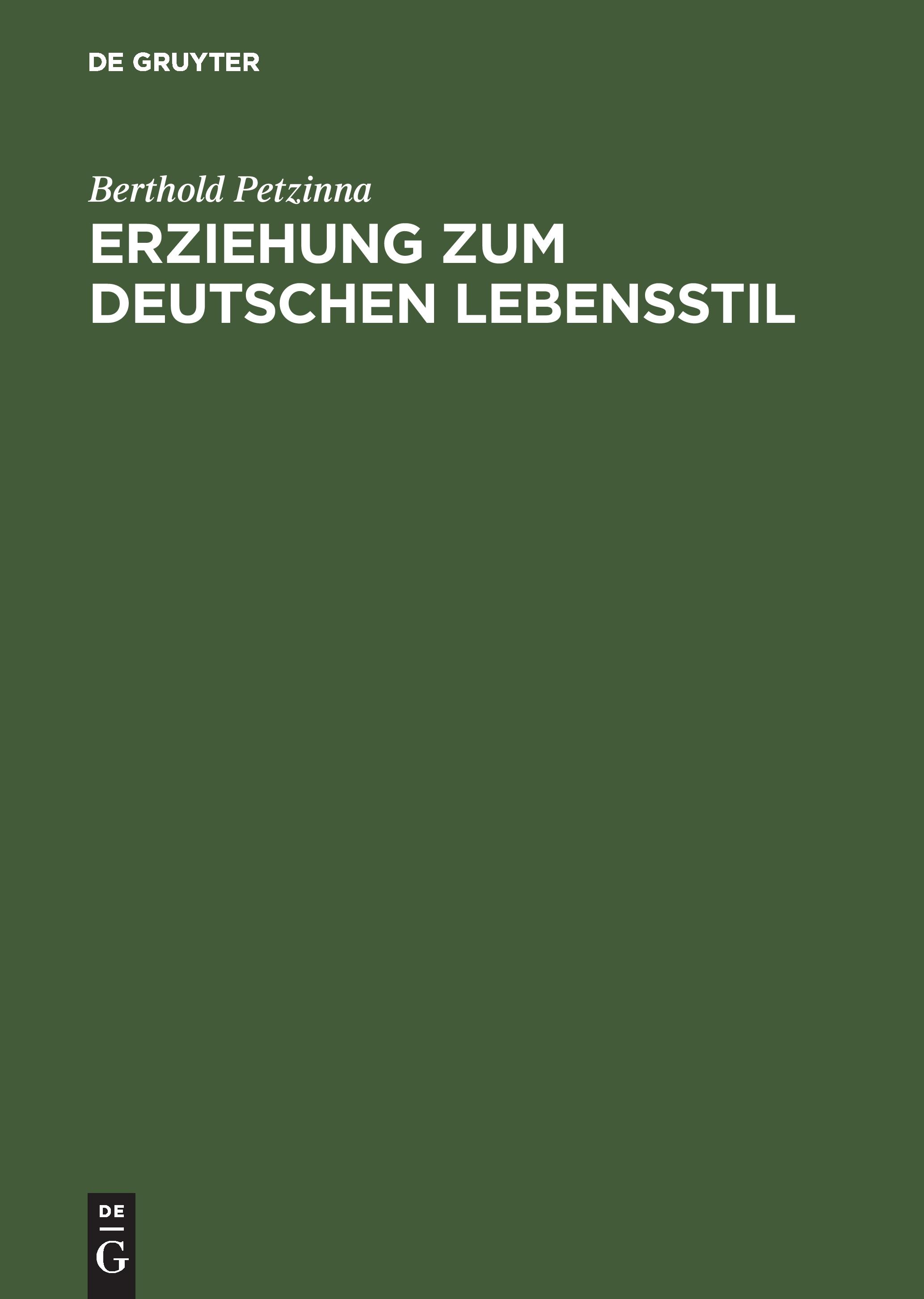 Vorderes Coverbild Erziehung zum deutschen Lebensstil