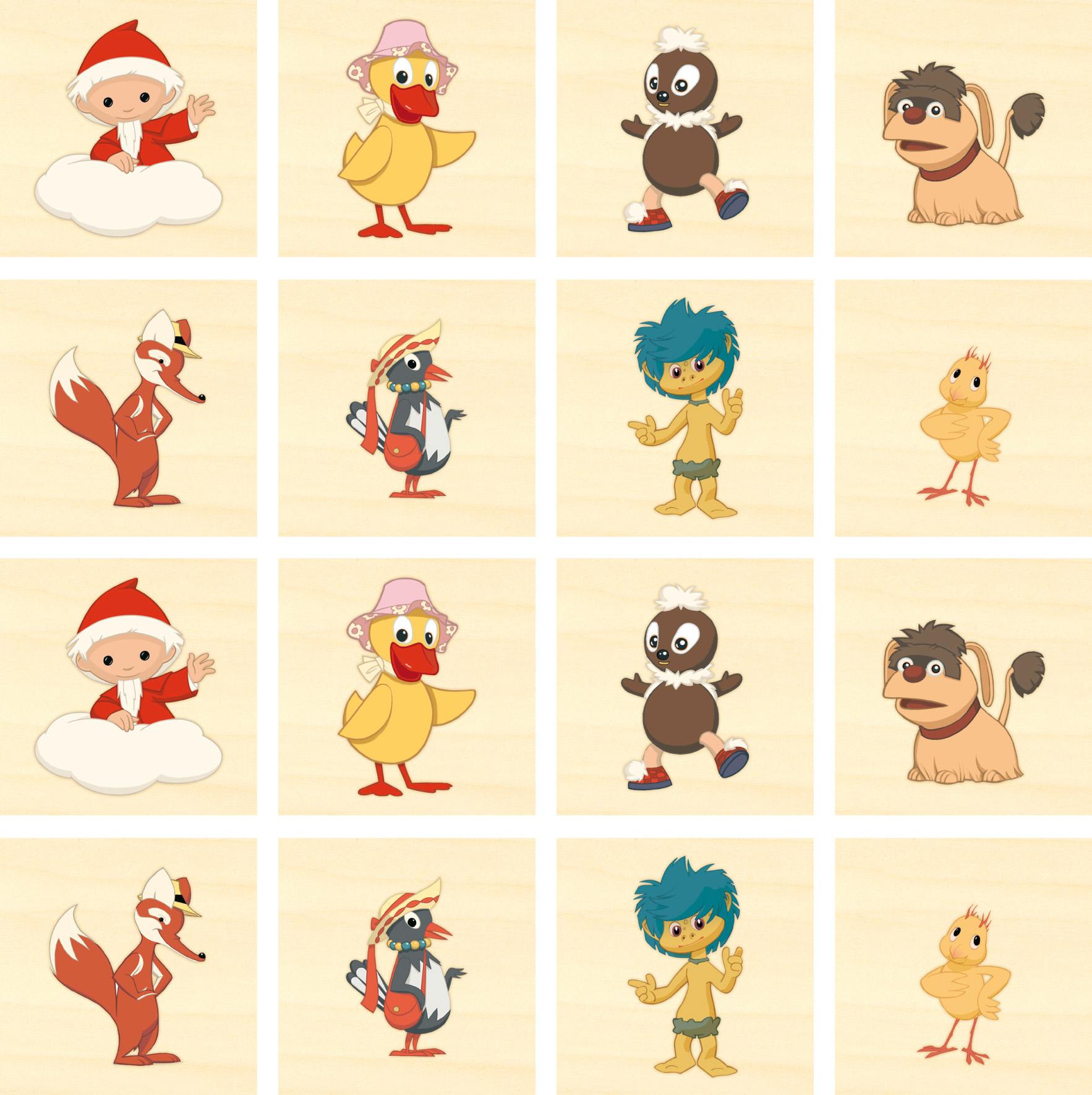 Beispielinhalt (Bild) Holz-Memo "Unser Sandmännchen und seine Freunde"