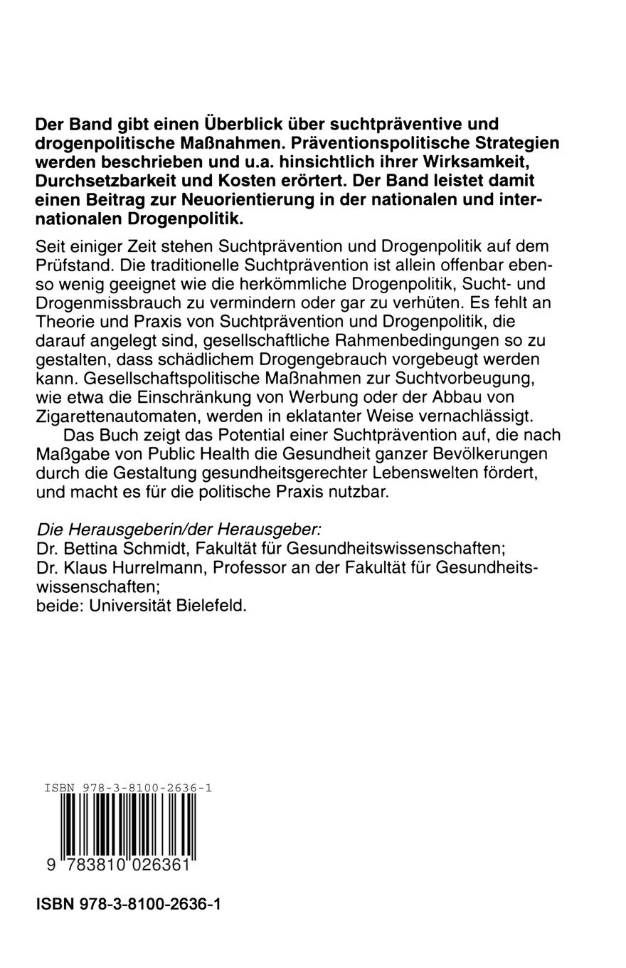 Rückseitencover Präventive Sucht- und Drogenpolitik