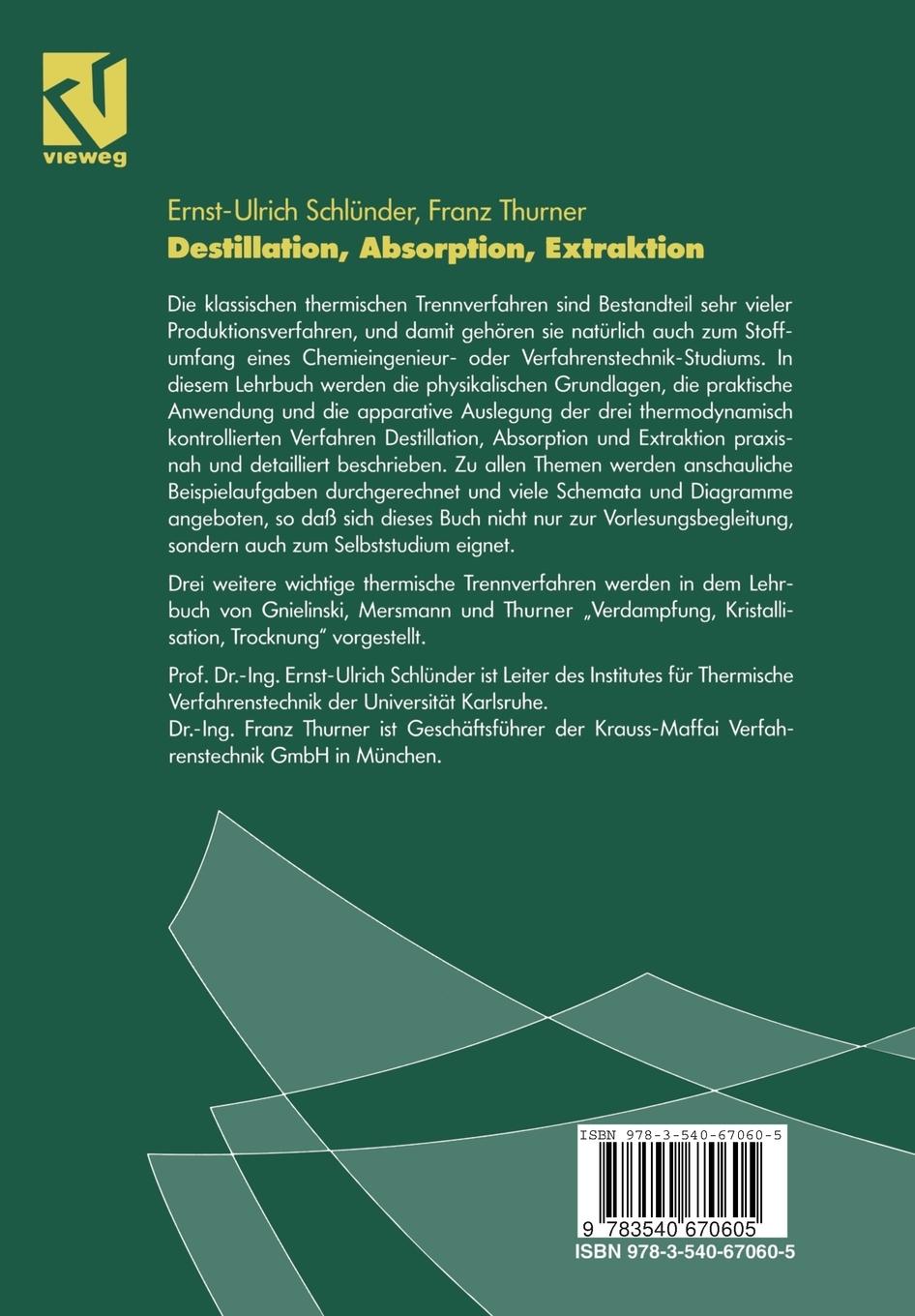 Rückseitencover Destillation, Absorption, Extraktion
