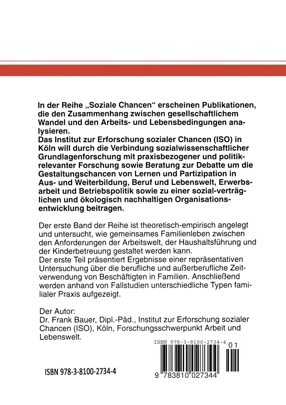 Rückseitencover Zeitbewirtschaftung in Familien