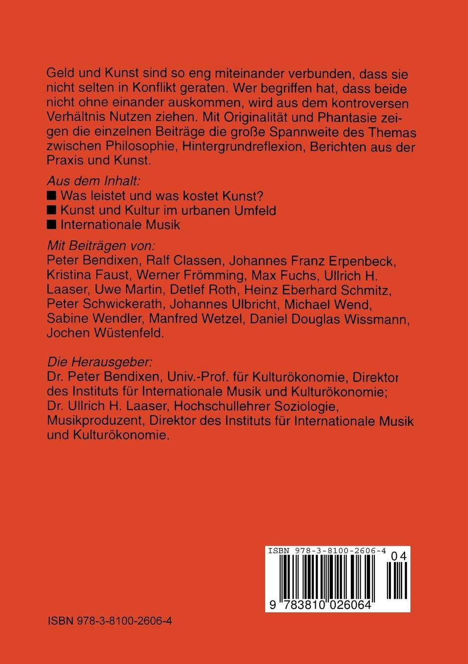 Rückseitencover Geld und Kunst - Wer braucht wen?