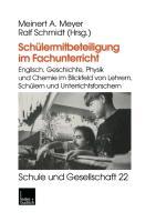 Vorderes Coverbild Schülermitbeteiligung im Fachunterricht