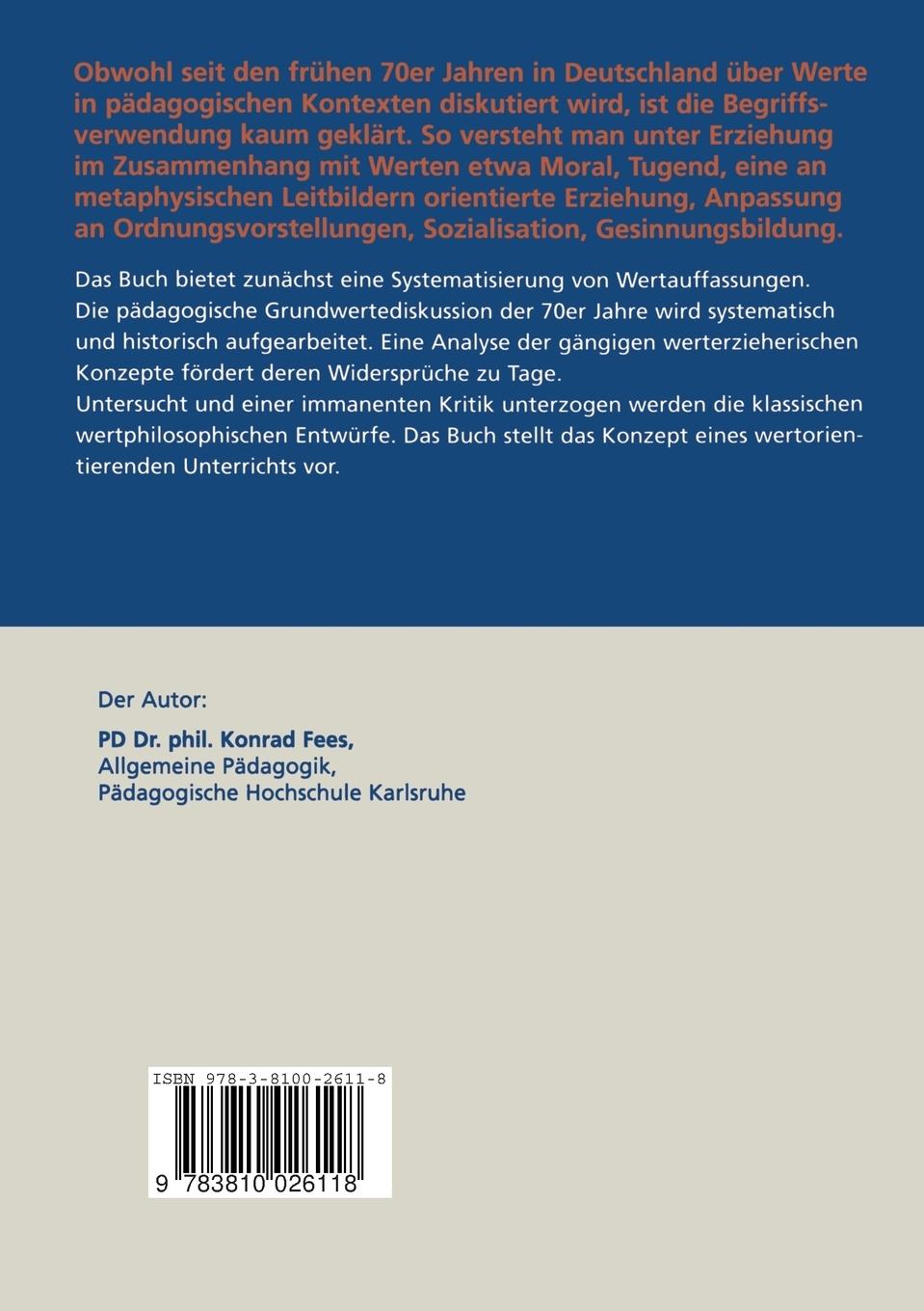 Rückseitencover Werte und Bildung