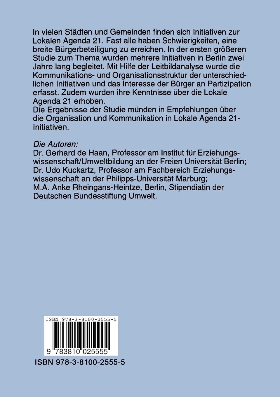 Rückseitencover Bürgerbeteiligung in Lokale Agenda 21-Initiativen