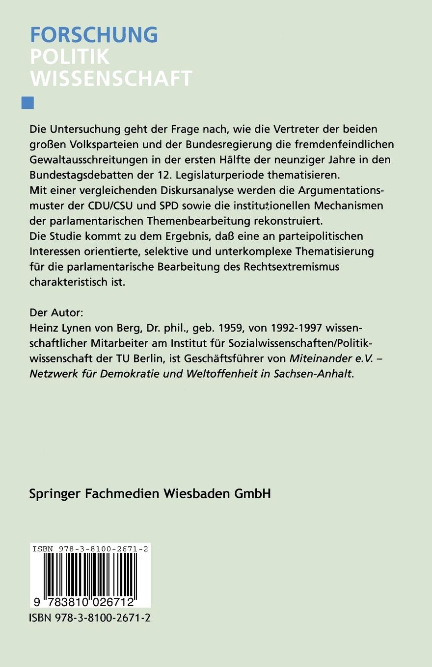 Rückseitencover Politische Mitte und Rechtsextremismus