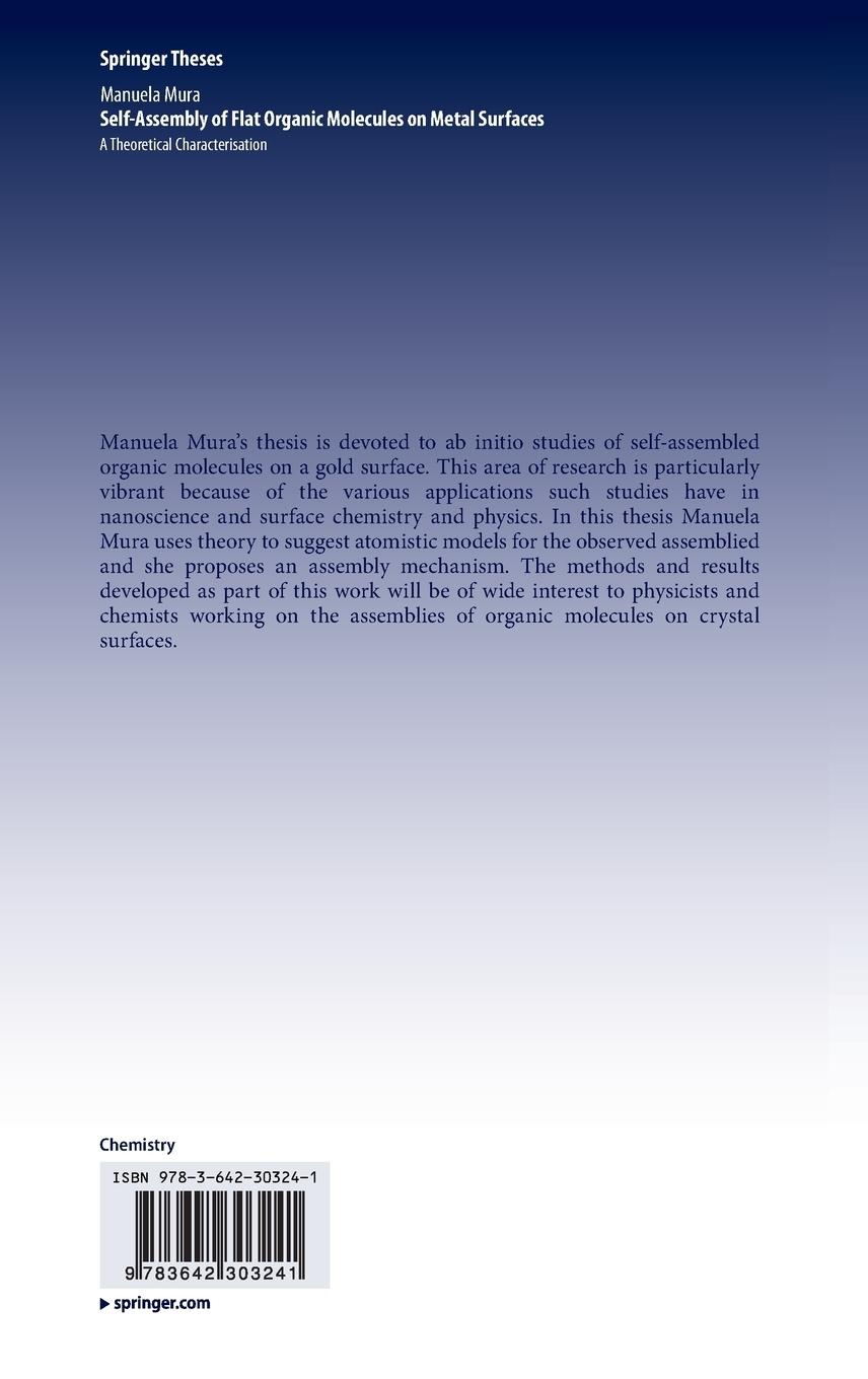 Rückseitencover Self-Assembly of Flat Organic Molecules on Metal Surfaces