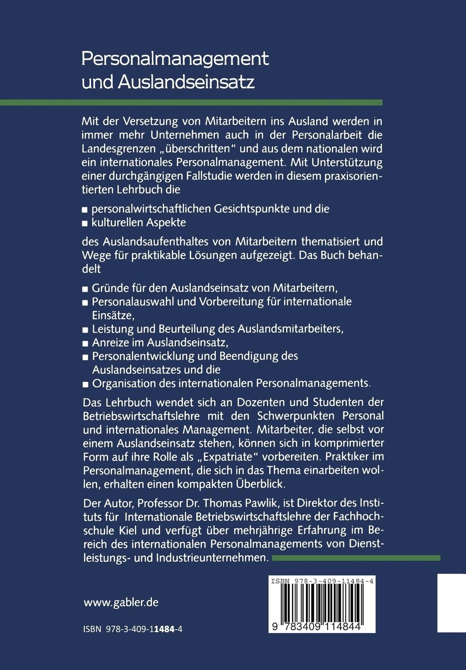 Rückseitencover Personalmanagement und Auslandseinsatz