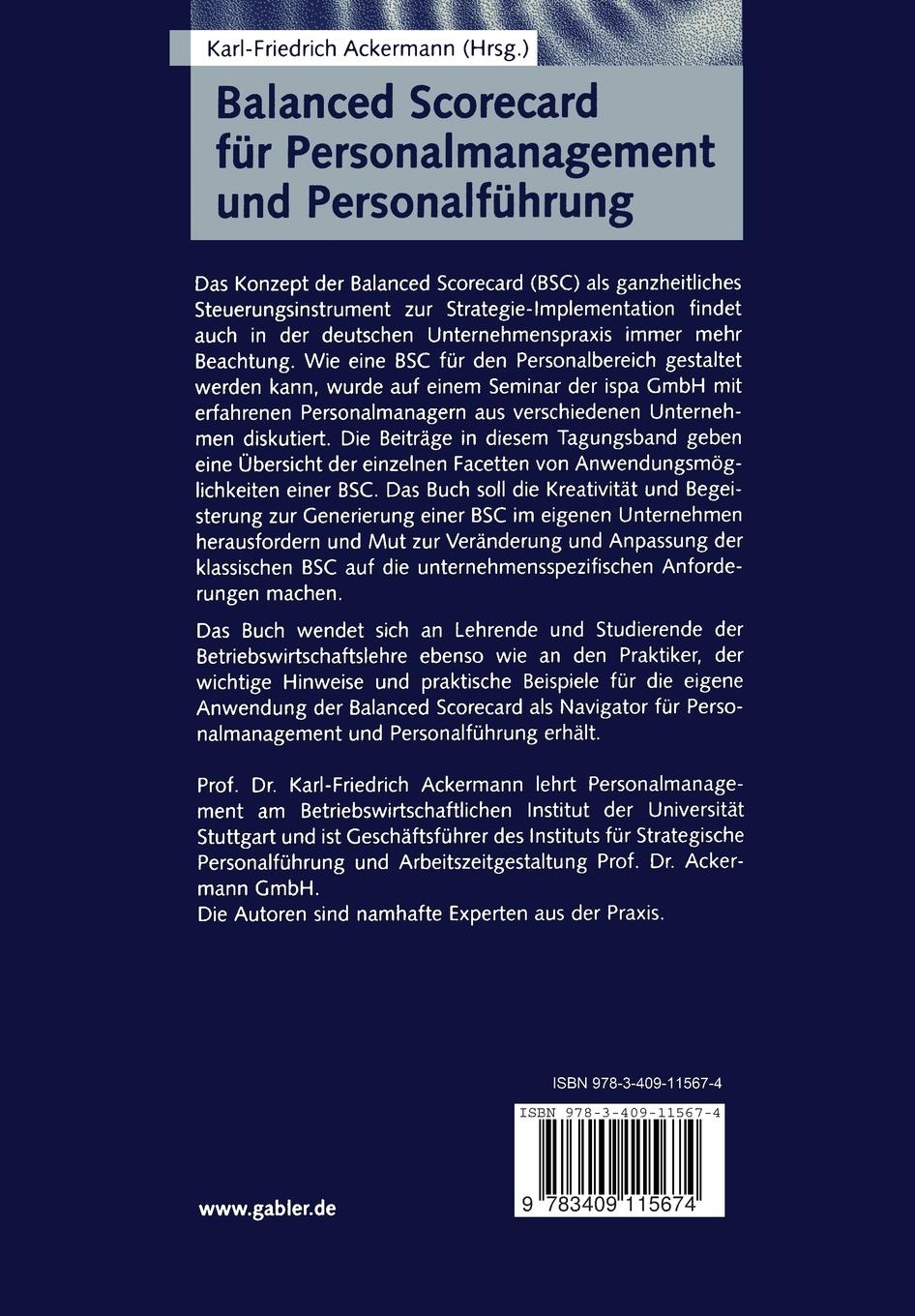 Rückseitencover Balanced Scorecard für Personalmanagement und Personalführung