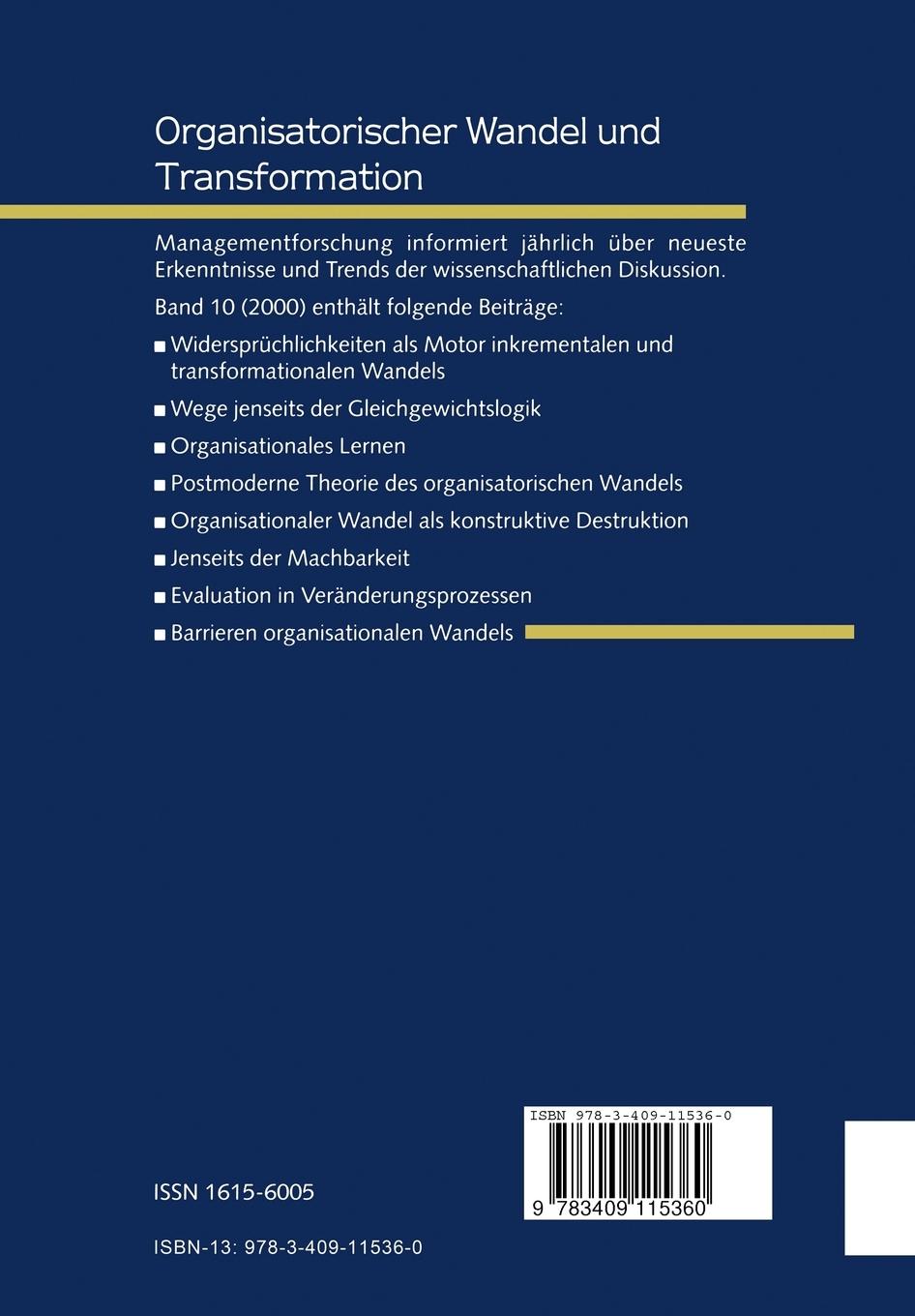 Rückseitencover Organisatorischer Wandel und Transformation