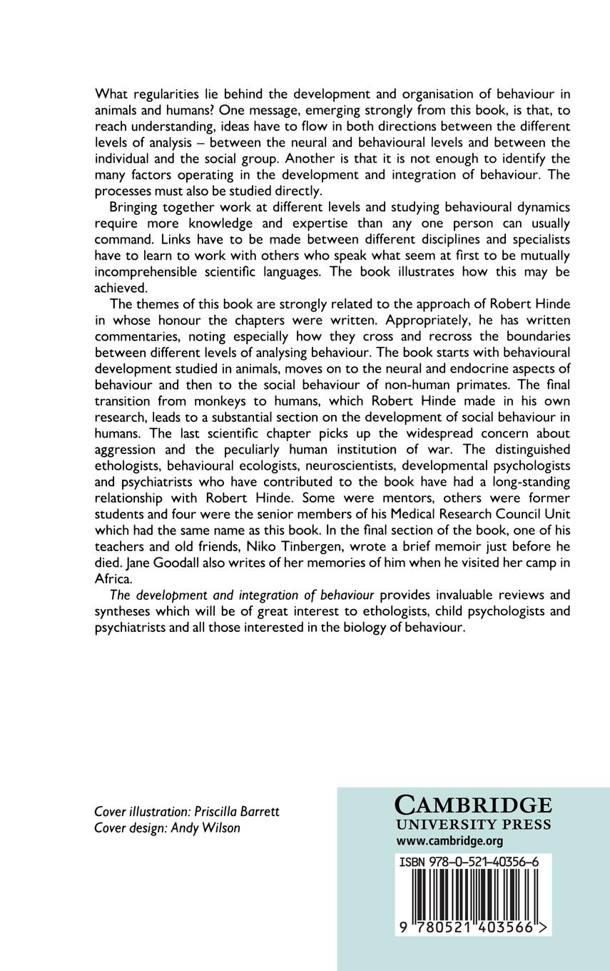 Rückseitencover The Development and Integration of Behaviour