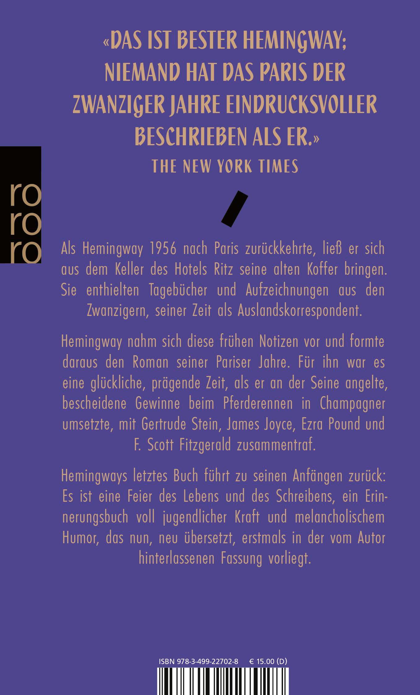 Rückseitencover Paris, ein Fest fürs Leben