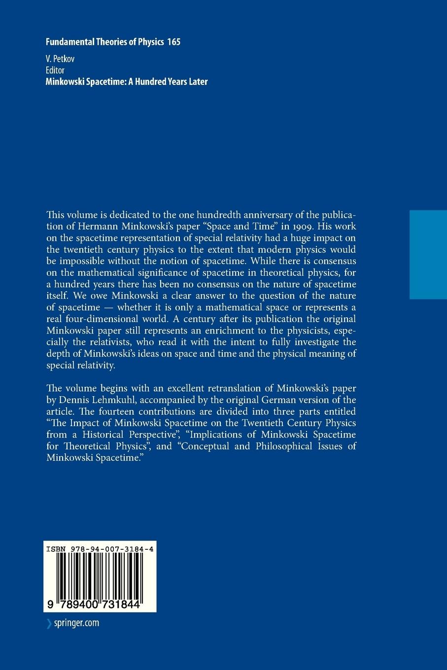 Rückseitencover Minkowski Spacetime: A Hundred Years Later