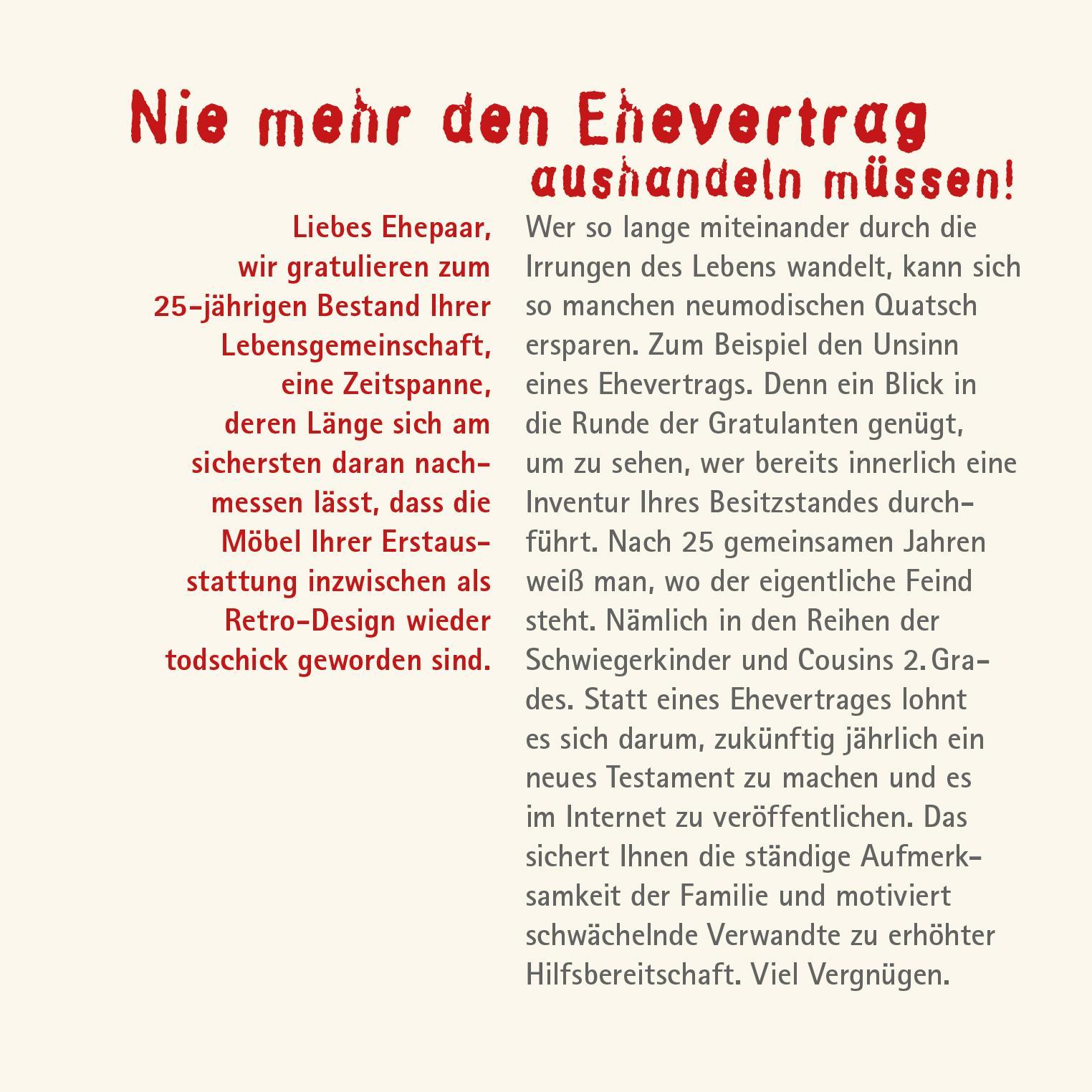 Beispielinhalt (Bild) Geschafft: Endlich Silberhochzeit!