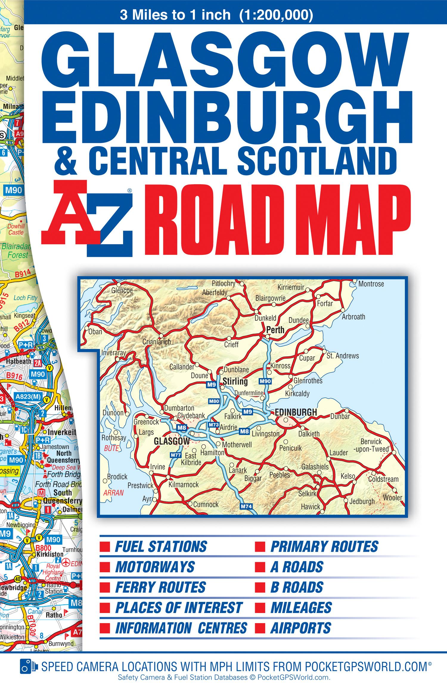 Vorderes Coverbild Glasgow, Edinburgh and Central Scotland A-Z Road Map